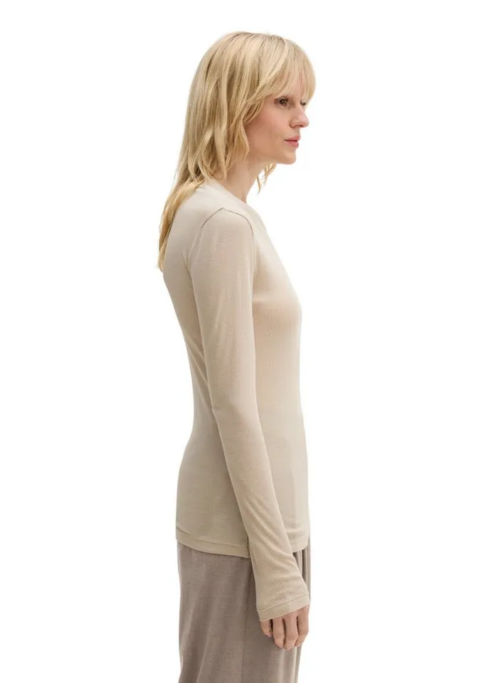 Marc O'Polo Marc O'Polo Langarmshirt mit TENCEL™ Modal, Beige|braun, – Produktbild 2 von 5