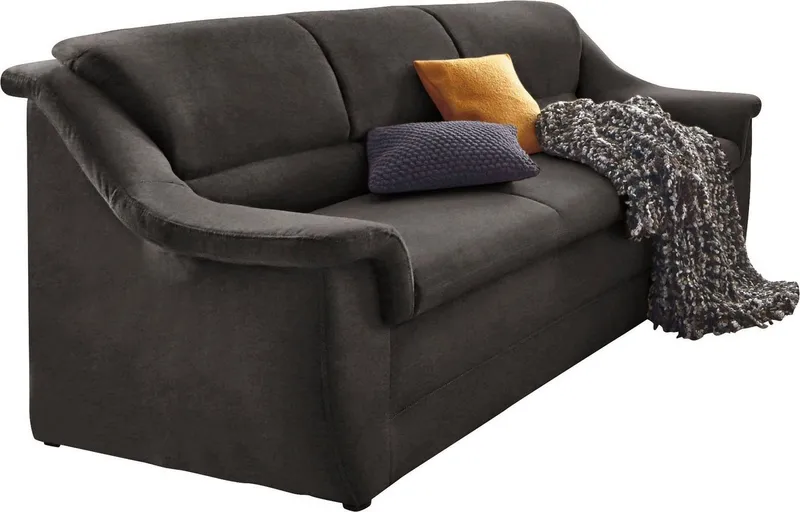 DOMO collection 3-Sitzer Lale formschönes & komfortables Sofa, zeitlos & elegant, Breite 198cm, optimal für kleinere Räume, Grau, – Produktbild 3 von 5