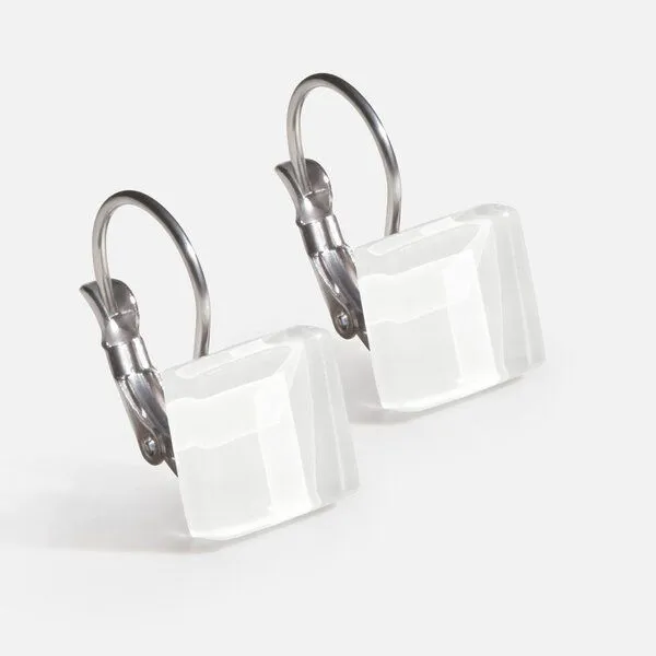 ALEXASCHA ALEXASCHA Geometrische Ohrringe hängend aus Glas | PUREFORM, Schneeweiß, – Produktbild 2 von 4