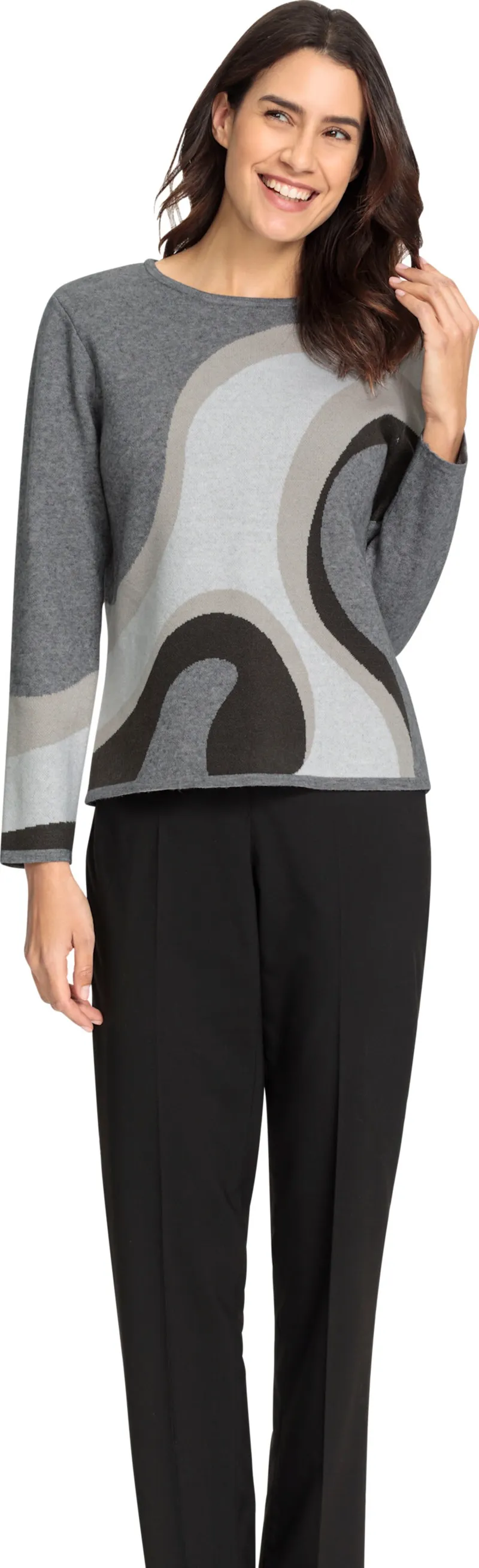 Witt Strickpullover graphit-grau-gemustert, Graphit-grau-gemustert, – Produktbild 2 von 2