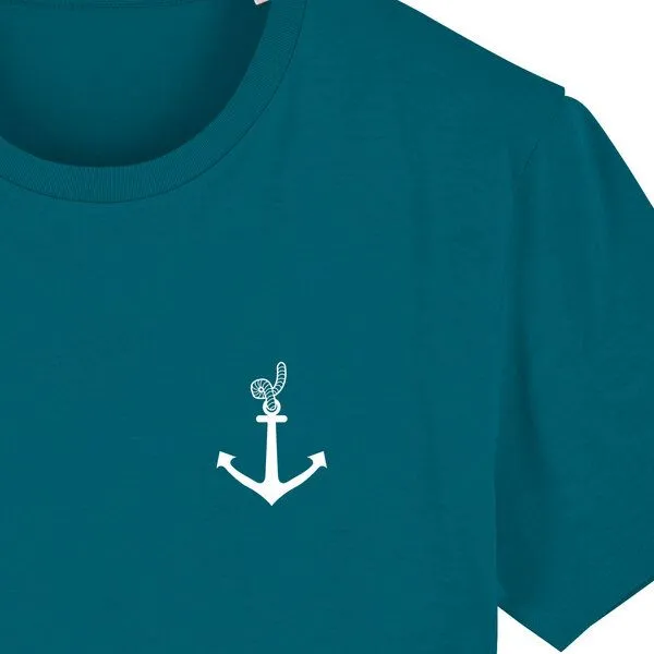 Spangeltangel Spangeltangel T-Shirt "Anker", Männershirt, Herrenshirt, bedruckt, T-Shirt, Biobaumwolle, Petrol, – Produktbild 2 von 3