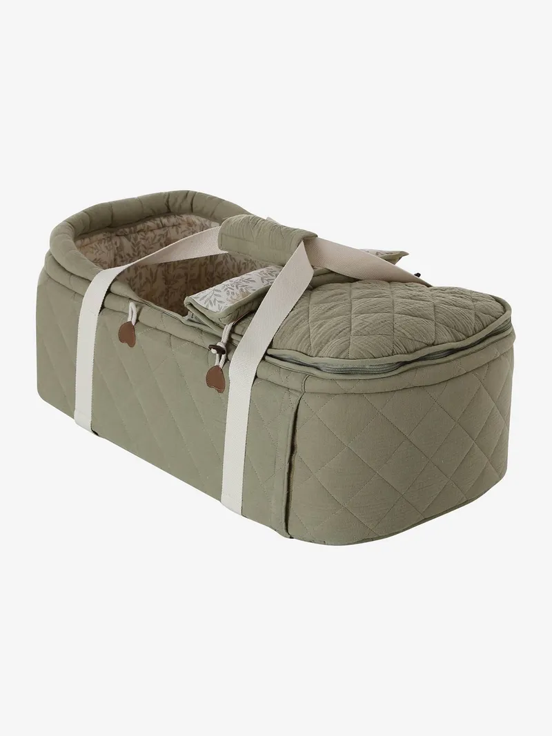 Vertbaudet Soft-Tragetasche Baby mit Musselin, Beige bedruckt, – Produktbild 2 von 3