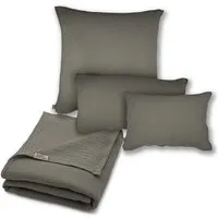 Hutch&Putch Hutch&Putch Musselin-Sommerbundle für warme Nächte (Sommerdecke 200x135 + Kopfkissenbezug nach Wahl) aus 100% Bio-Baumwolle - Handmade in Germany, Anthrazit, – Produktbild 1 von 1