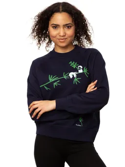 FellHerz FellHerz Faultier Damen Raglan Sweater navy bio & fair & handbedruckt – Produktbild 1 von 1