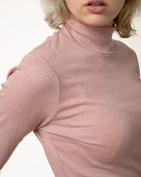 Alma & Lovis Alma & Lovis Rollkragenshirt aus Bio-Baumwoll-Jersey | Melange Rolli, Rosa, – Produktbild 2 von 4