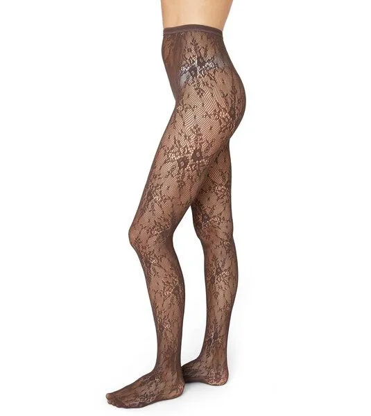 Swedish Stockings Swedish Stockings Spitzenstrumpfhose Rosa aus ECONYL®-Nylon, Braun, – Produktbild 3 von 4