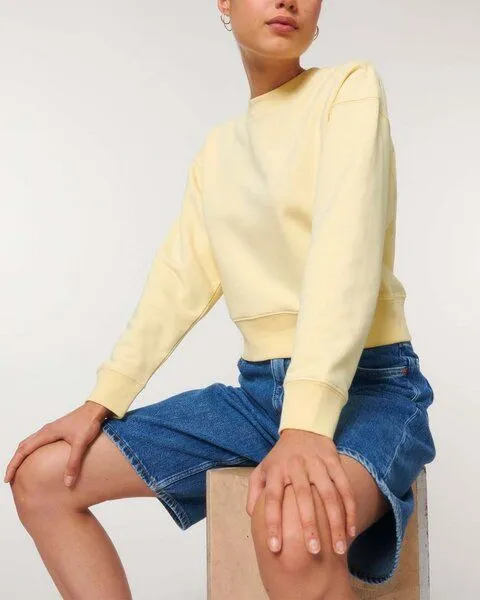 YTWOO YTWOO Kurz geschnittenes Damen Sweatshirt | Bio-Pullover | nachhaltig | fair produziert, Gelb, – Produktbild 1 von 4