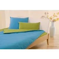 Cotonea Biber-Wendebettwäsche Bio-Baumwolle olivgrün-türkis Set 135x200 / 40x80 cm – Produktbild 1 von 1