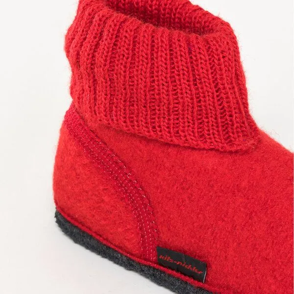 Kitz-Pichler Kitz-Pichler Hüttenschuh Ötz - Hausschuh für Damen & Herren aus 100% Schurwolle, Mittel-rot, – Produktbild 3 von 4