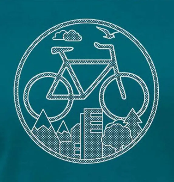 Picopoc Picopoc Fahrrad / Stadt & Natur, Berge & Bäume T-Shirt, Blau, – Produktbild 2 von 3