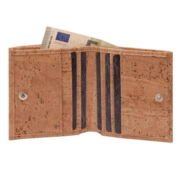Simaru Simaru Mini Geldbeutel aus Korkleder mit RFID Schutz & Wiener Schachtel, Beige, – Produktbild 2 von 4