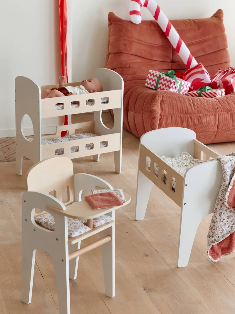 Vertbaudet Vertbaudet Puppenbett Etagenbett aus Holz FSC® mit Bettwäsche Träumerei, Weiß, – Produktbild 3 von 4