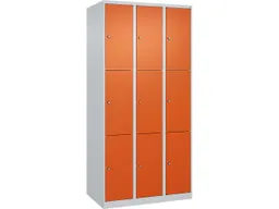 C+P C+P Schließfachschrank Classic PLUS, 9 Fächer, 1850x900x500mm, Lichtgrau/Reinorange – Produktbild 1 von 1