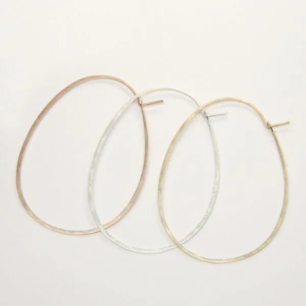 BELLYBIRD Jewellery BELLYBIRD Jewellery CREOLEN - Oval, gehämmert, M/L, Rosé vergoldet, – Produktbild 4 von 4