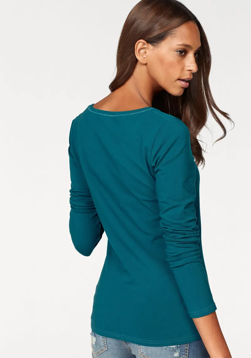 Vivance Langarmshirt, Petrol, schwarz, – Produktbild 2 von 2