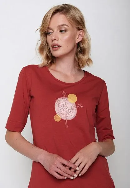 GreenBomb GREENBOMB Plants Eucalyptus Deep - T-Shirt für Damen, Rot (scarlet red), – Produktbild 2 von 2