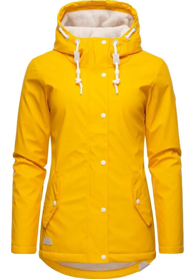 ragwear ragwear Regenjacke Marge warm gefütterter Damen Winter Regenmantel, Gelb, – Produktbild 2 von 5