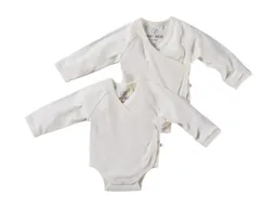 HANS NATUR Baby Wickelbody Langarm Bio-Baumwolle 2er Set off white Gr. 50/56 – Produktbild 1 von 1