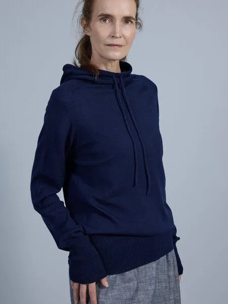 Susan's Fashion Susan's Fashion Damen Hoodie Karlie aus Biomerinowolle, Blau, – Produktbild 1 von 4