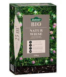 Dehner Rasensamen Bio Saatgut Naturwiese, insektenfreundlich, pflegeleicht, 250 g, 25 m², strapazierfähig, für naturnahe Gärten, lebendige Naturflächen – Produktbild 1 von 1