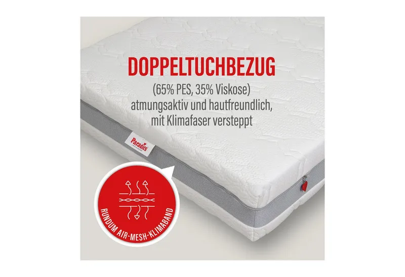 Paradies Taschenfederkernmatratze Paradies Prolife Strong XXL Version des Testsiegers*, Paradies, 22 cm hoch, Kaltschaumversion Note GUT (2,2), getestet in 90x200 cm, Härtegrad 3, Weiß, – Produktbild 4 von 5