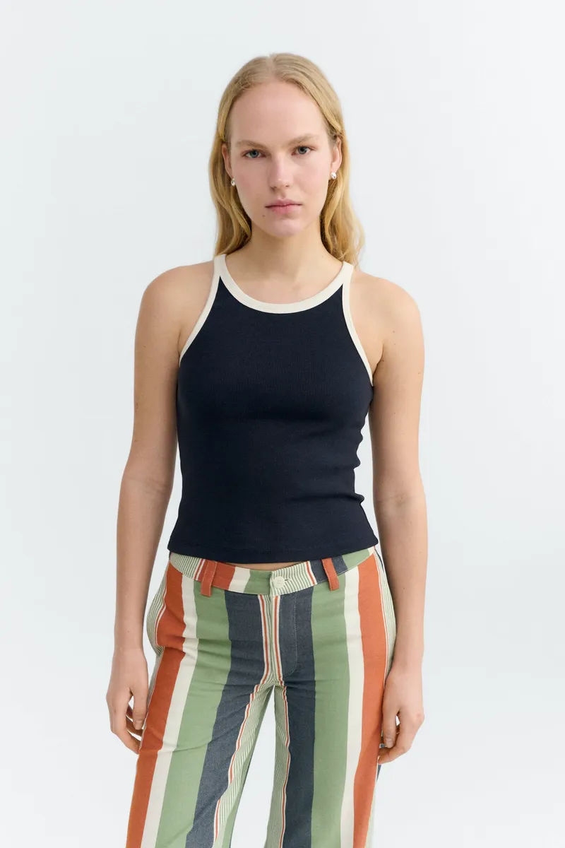 thinking mu Thinking MU Damen vegan Top Harriet Marineblau Weiß Contrast, Weiß, – Produktbild 2 von 2