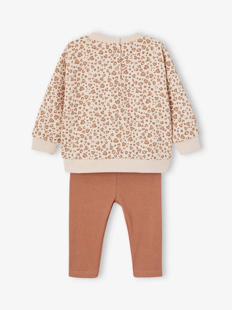 Vertbaudet Baby Set, Beige leo/ziegel, – Produktbild 4 von 4