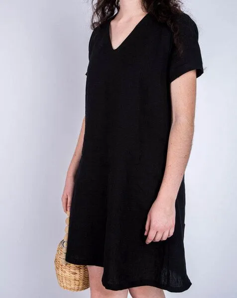 Aatise Aatise Shiftkleid kurzarm aus 100% Leinen Zelda, Schwarz, – Produktbild 2 von 4