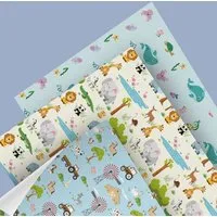 Fines Papeterie Fines Papeterie 3x 3m Geschenkpapier Set für Kinder * SET 2 mit Meer, Bauernhof und Safari Motiven * 3 Rollen je 300x47 cm * – Produktbild 1 von 1
