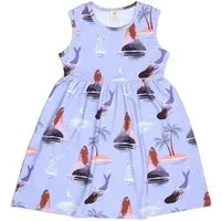 Walkiddy Kinderkleid GOTS zertifiziert, lila, Meerjungfrau-Allover, 95% Bio-Baumwolle, Kurzarm, weich – Walkiddy – Produktbild 1 von 1