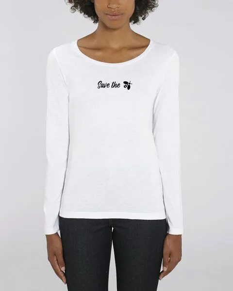 Human Family Human Family Bio Damen Longsleeve Shirt - Joker "Save the Bees" in 3 Farben, Weiss, – Produktbild 3 von 3