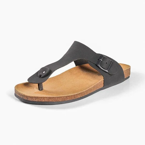 Fairticken Fairticken THULAR vegane "NoBuck" Unisex Zehentrenner Sandale, Schwarz, – Produktbild 1 von 4