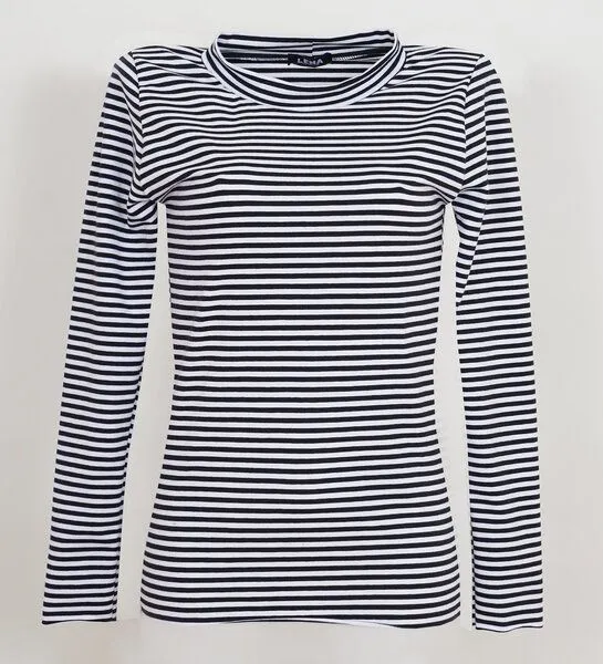Lena Schokolade Lena Schokolade Langarm Streifen aus Bio-Jersey, Breite streifen navyblau/offwhite, – Produktbild 1 von 3
