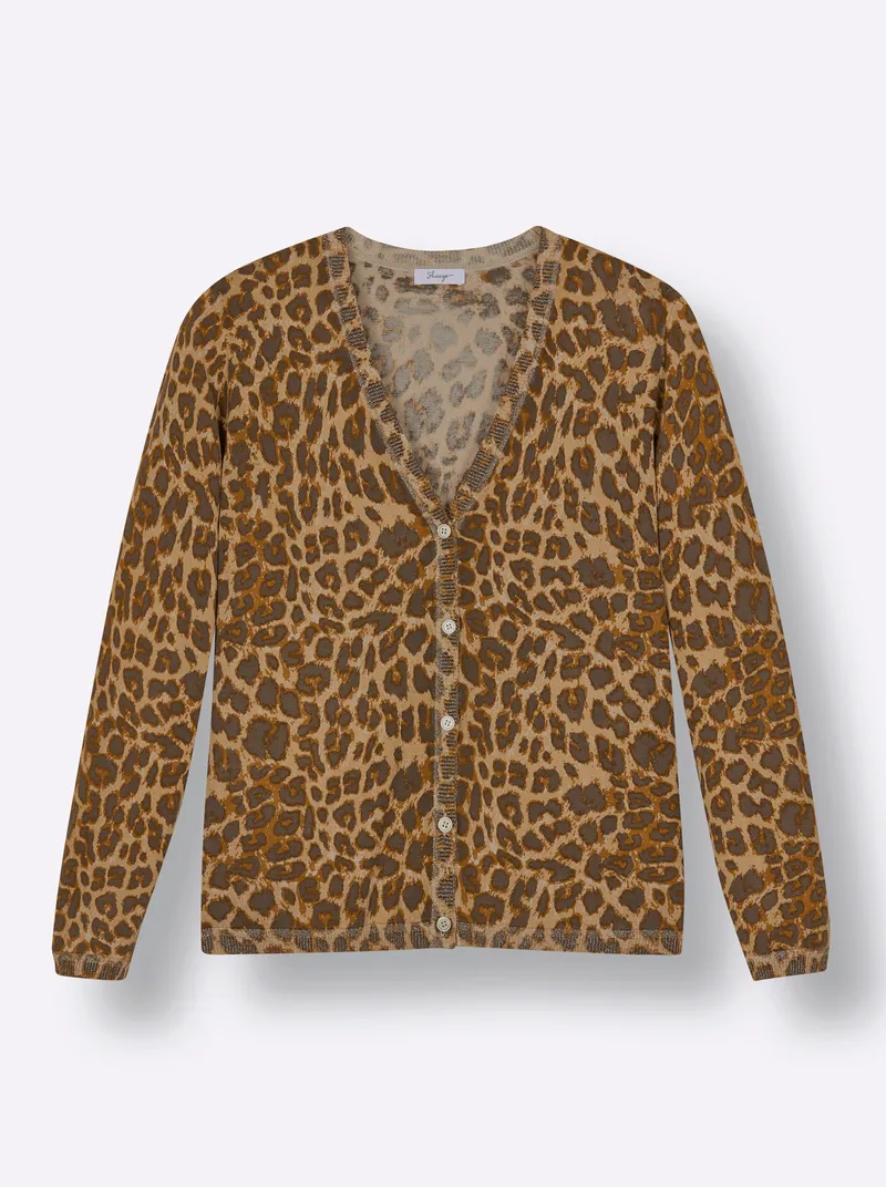 sheego sheego Cardigan camel-schoko-bedruckt, Camel-schoko-bedruckt, – Produktbild 1 von 2