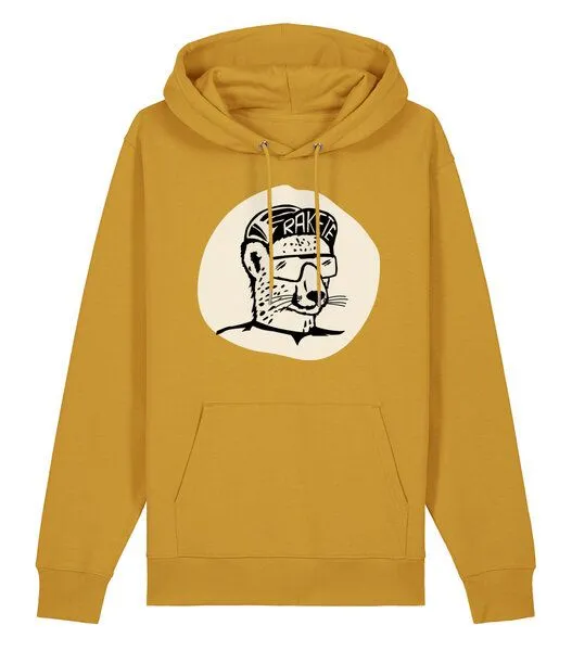 päfjes päfjes Gepard die Rakete / Gravel / Rennrad - Unisex Fair Wear Bio Hoodie, Gelb (ochre), – Produktbild 2 von 3