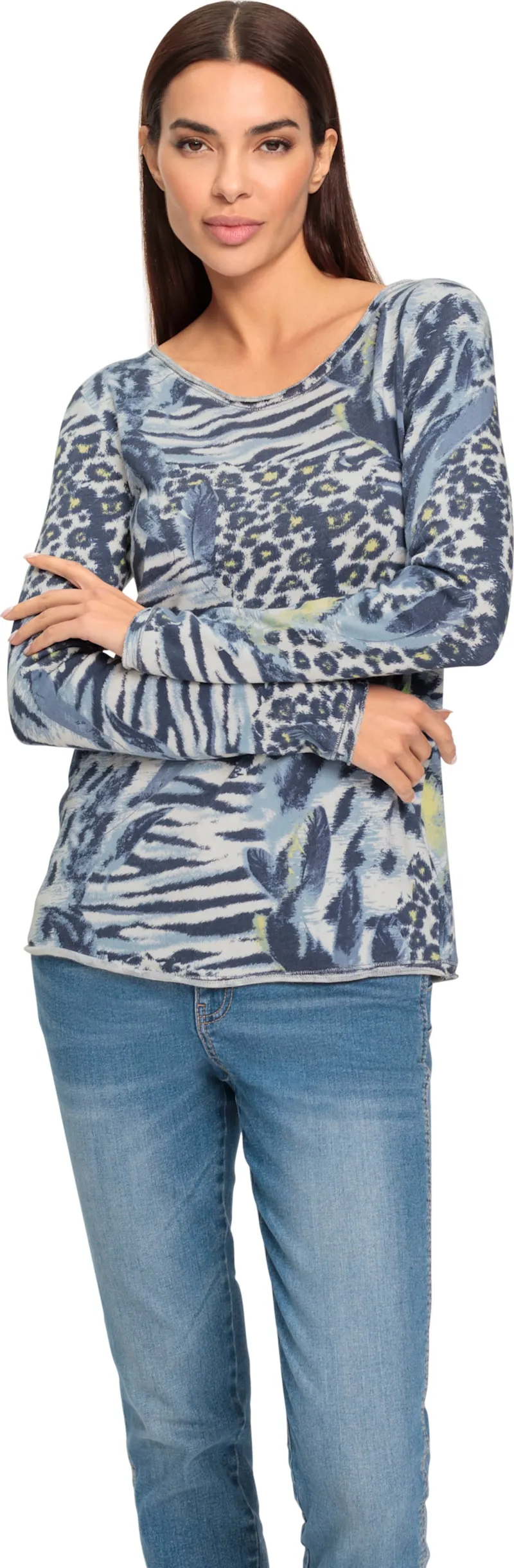 heine Langarmshirt bleu-gelb, Bleu-gelb, – Produktbild 2 von 2