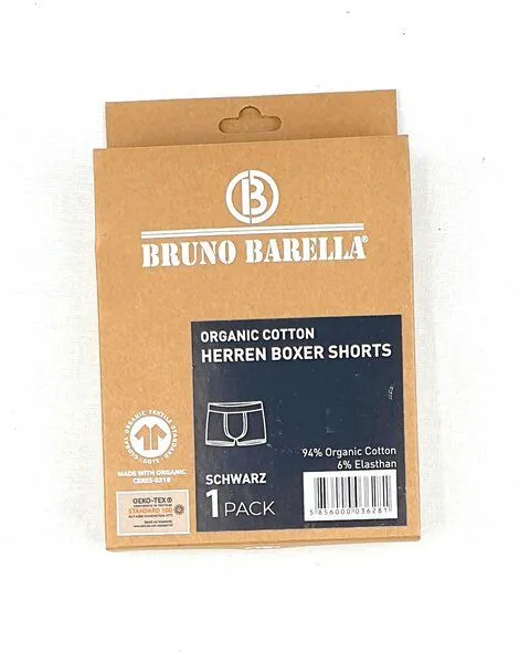 Bruno Barella GOTS zertifizierte Biobaumwolle Boxer Shorts von Bruno Barella, Schwarz, – Produktbild 1 von 3