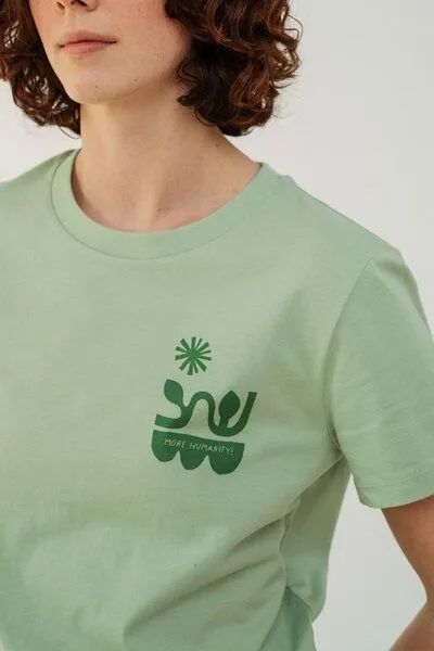 Kultgut Kultgut Artdesign - Biofair- Femin Shirt /More Humanity, Grün, – Produktbild 2 von 3