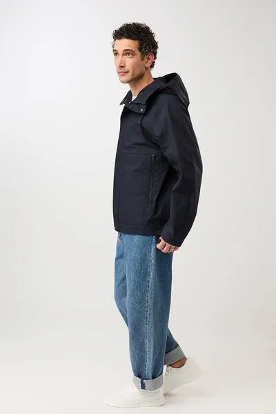 LangerChen LangerChen Kapuzenjacke mit verdeckter Knopfleiste, Navy (blau), – Produktbild 3 von 4