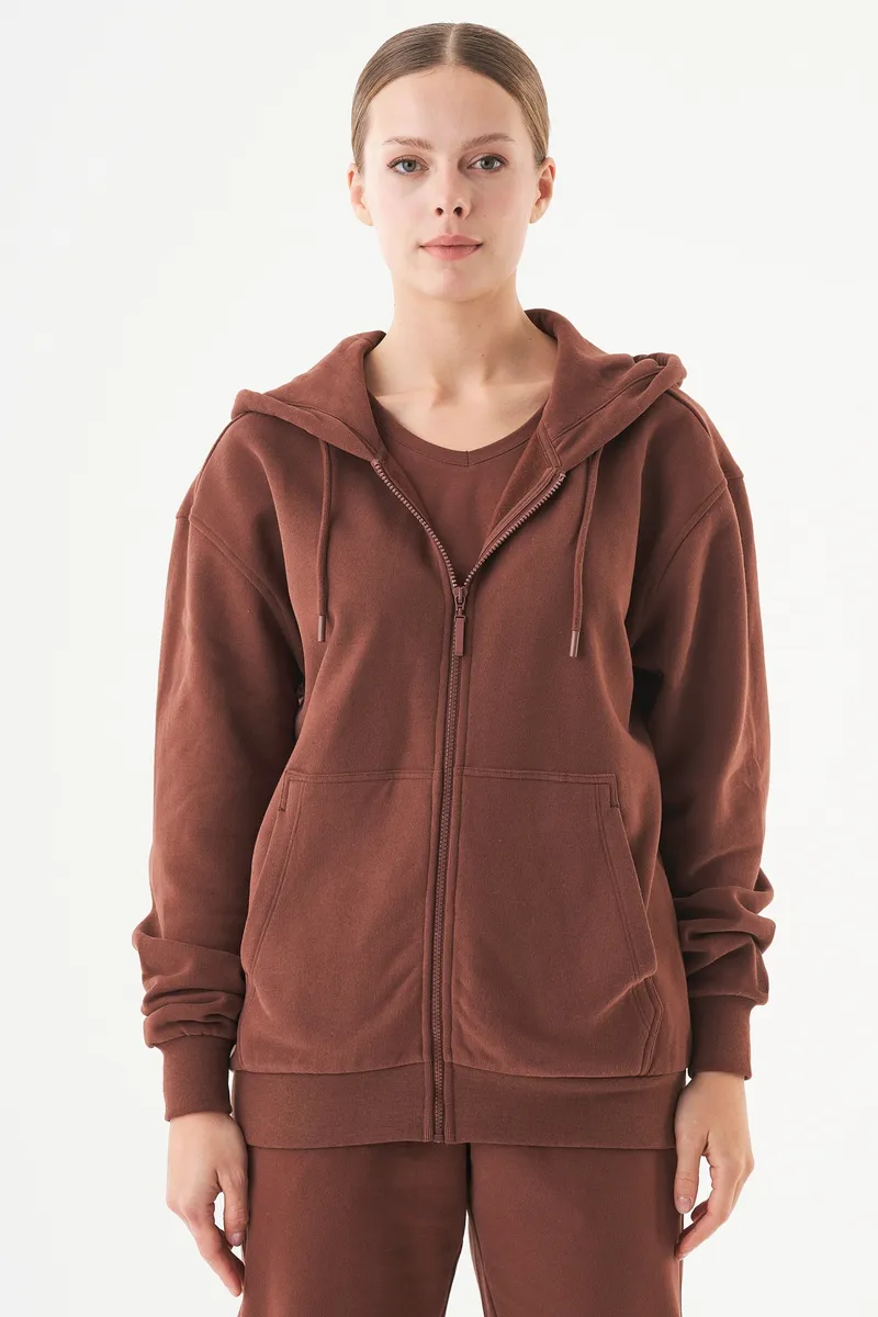 ORGANICATION ORGANICATION Herren vegan Unisex Zip Up Hoodie Junda Kaffee, Dunkelbraun, – Produktbild 2 von 2