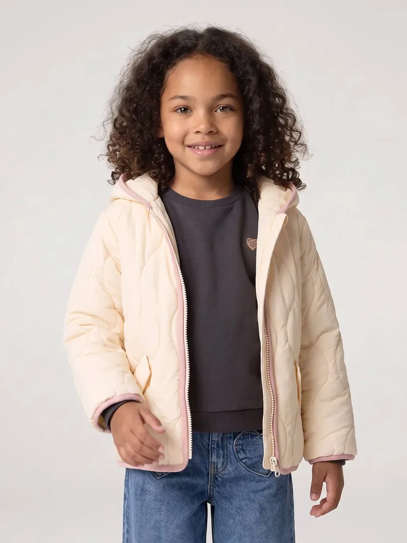 Vertbaudet Steppjacke mit Kapuze Mädchen, Vanille, – Produktbild 2 von 4