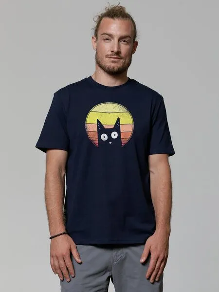 watapparel watapparel T-Shirt Unisex Sunset Cat, French navy, – Produktbild 2 von 4