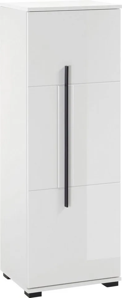 Home affaire Midischrank Cantara, Badschrank in Hochglanz Weiß, Schrank im modernen Design mit schwarzen Griffen, ausreichend Stauraum, Weiß, – Produktbild 6 von 8
