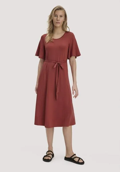 hessnatur hessnatur Jersey Kleid Kniebedeckend Slim aus TENCEL Lyocell, Terrakotta, – Produktbild 1 von 4
