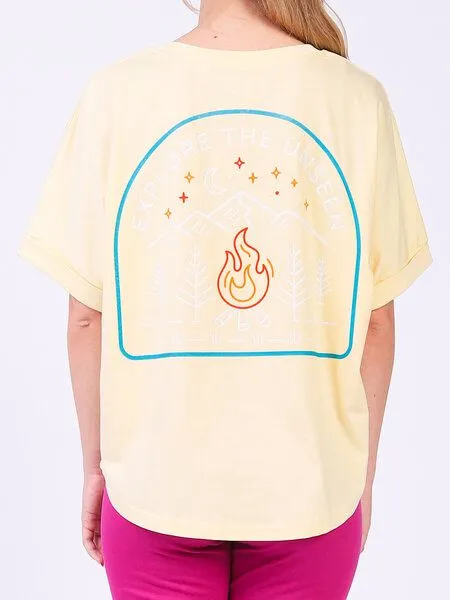 watapparel watapparel Oversize T-Shirt Frauen Explore the unseen, Butter, – Produktbild 2 von 4