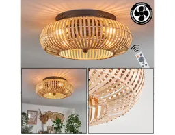 hofstein Deckenleuchte Deckenventilator mit Beleuchtung aus Metall/Bambus, mit Fernbedienung, ohne Leuchtmittel, Auf-/Abwind-Funktion, Lichteffekt, Ø 50cm, 4x E27, ohne Leuchtmittel – Produktbild 1 von 1