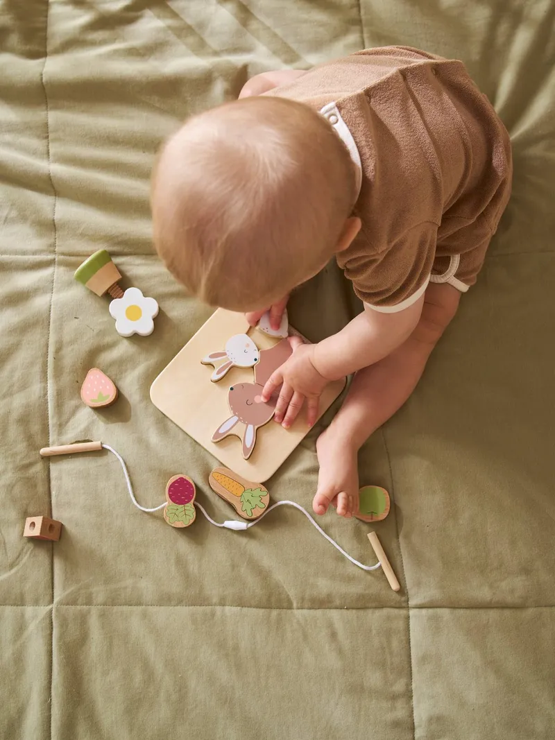 Vertbaudet 3er-Set Baby Motorik-Spielzeug aus Holz FSC®, Rosa, – Produktbild 3 von 4