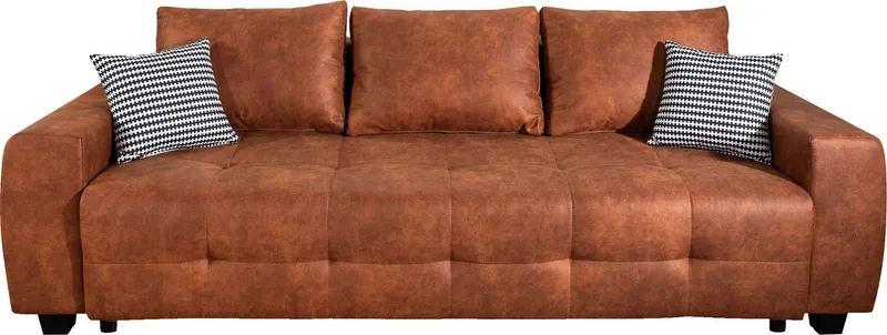 OTTO home Schlafsofa Bella B: 241 cm, Liegefl. 142x194 cm mit Bettkasten & Zierkissen, Schlafcouch mit Gästebett, 2 Zierkissen inklusive, frei stellbar, Braun, – Produktbild 5 von 6