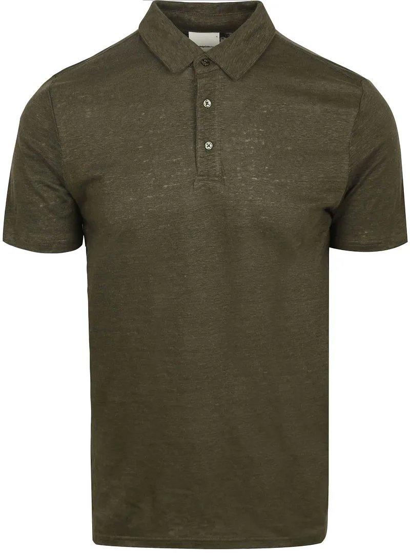 KnowledgeCotton Apparel KnowledgeCotton Apparel Poloshirt Leinen Dunkelgrün - Größe XL, Dunkelgrün, – Produktbild 1 von 2