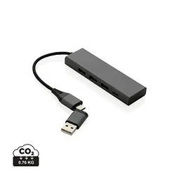 XD Xclusive XD XCLUSIVE Terra Hub aus RCS recyceltem Aluminium mit 3 USB-Anschlüssen, grau, Grau, – Produktbild 1 von 1